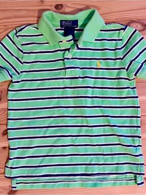 Polo by Ralph Lauren Green Polo with Navy & White Stripes